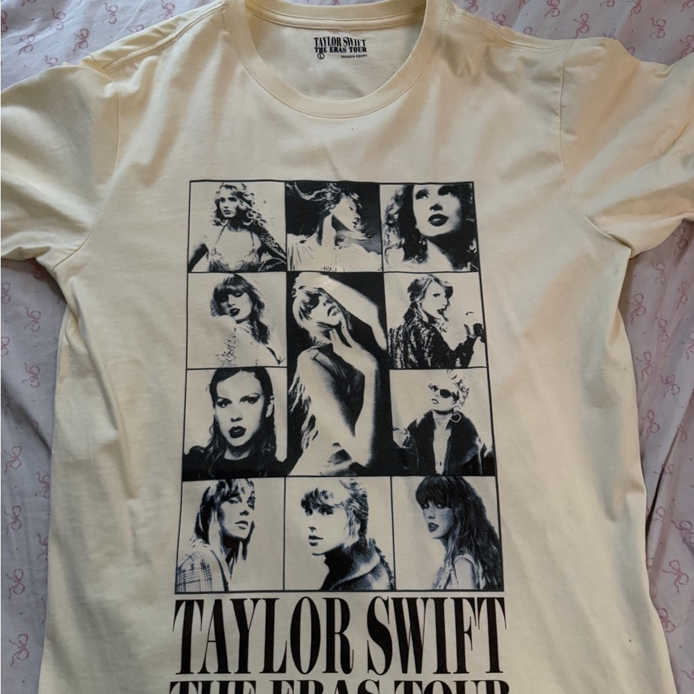 Taylor Swift Cream Tour Tee with Black Text